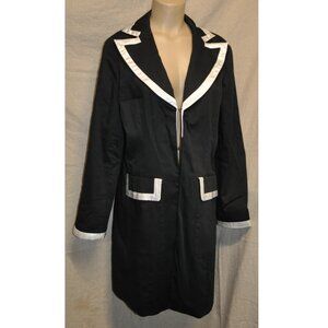 Chic Star black w/white satin trim womens blazer jacket size 44 (25K)
